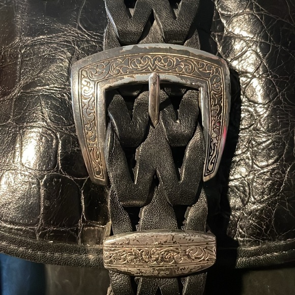 Brighton Buckle Leather Croc Western Crossbody - Picture 8 of 8